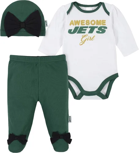Vista 28 de NFL Conjunto de enterizo, pantalón con pies y gorro de 3 piezas para bebé niña