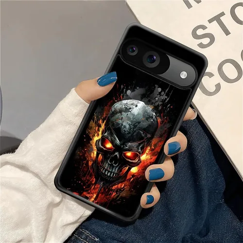 Vista 983 de Compatible con Google Pixel 4A 5G Mobile Case Creative Acrylic Panel trasero Silicona Protección Grip especialmente diseñado para Google Pixel 4A 5G