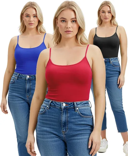 Vista 302 de Emmalise Camisola larga casual básica para mujer, con tirantes ajustables, top en capas
