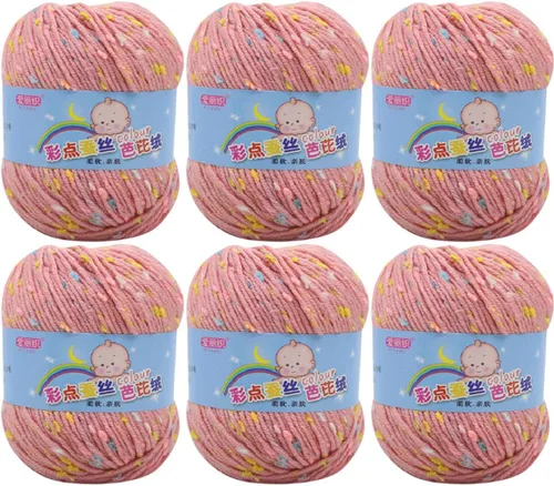 Vista 19 de Paquete de 6 hilos de ganchillo de algodón colorido para tejer suéter súper suave para mantas de bebé y ropa, sombrero, bufanda, 10.58 oz