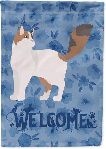 Vista 132 de Caroline's Treasures CK4813CHF - Bandera de bienvenida con gato abisinio azul, manga grande, para porche, para colgar en la pared, poliéster