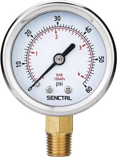 Vista 20 de SENCTRL - Medidor de presión de vacío de 30inHg, esfera de 2", NPT de 1/8, montaje inferior, estuche de acero inoxidable, resistente al agua