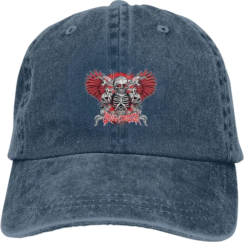 Vista 9 de Cowboy Hat Trendy Hats for Man and Women Djustable Four Season Outdoor Baseball Cap of Hell Skull with Angel Navy Blue