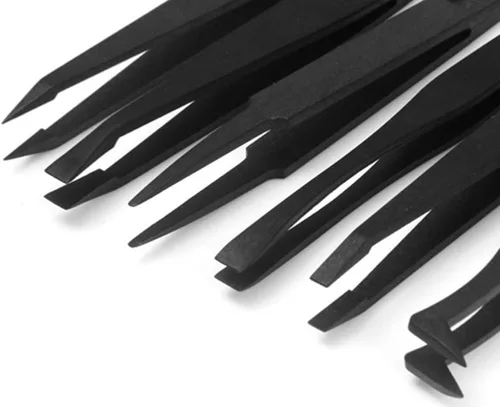 Vista 2 de FEITA Kit de pinzas de plástico de precisión, juego de pinzas antiestáticas de plástico, herramienta de reparación de bricolaje, herramienta de negro