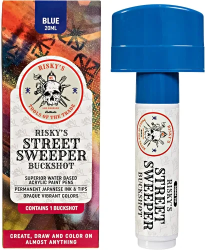 Vista 4 de Risky's Tools of the Trade Street Sweeper - Bolígrafo de pintura acrílica de 1.969 in para graffiti y bellas artes, (azul)