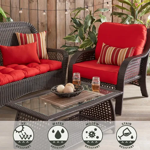Vista 6 de Greendale Home Fashions Juego de cojines de asiento profundo para exterior de 2 piezas, Fuego