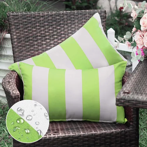 Vista 9 de WESTERN HOME WH - Juego de 2 fundas decorativas de cojín para exterior, a rayas, impermeables, de poliéster, para jardín, casa de campo moderna