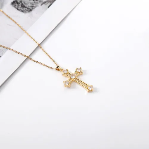 Vista 2 de LLIYSOUN Collar con colgante de cruz para mujer, joyería de cruz de oro, regalos para mujeres y niñas, collar de cruz minimalista, joyería de moda