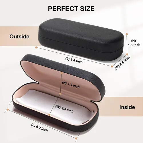 Vista 2 de Marvolia Estuche para gafas de sol, funda rígida grande de piel sintética para gafas de sol