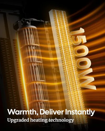 Vista 6 de Calentador de espacio para habitación grande, calentadores eléctricos de 25 pulgadas para uso en interiores con oscilación de 120°, 3 niveles