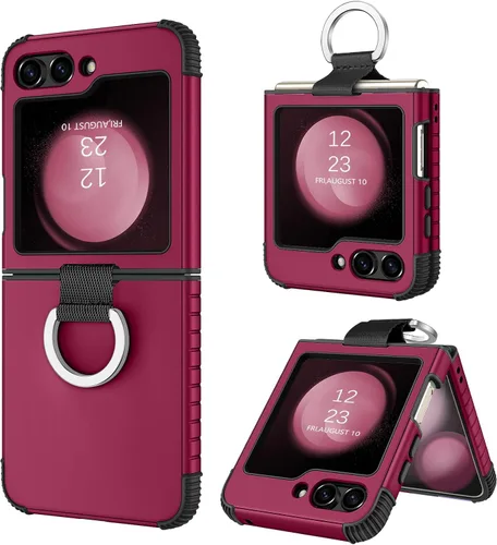 Vista 10 de BENTOBEN Funda para Samsung Galaxy Z Flip 5, Z Flip 5 5G, resistente 2 en 1, cuerpo completo, resistente, a prueba de golpes, con anillo
