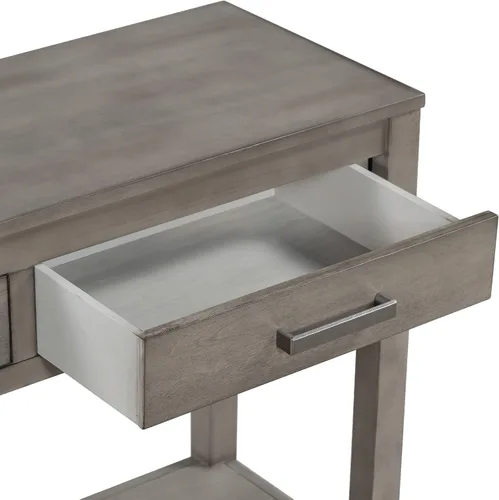 Vista 6 de Mesa consola moderna, mesa de sofá con 3 cajones y 1 estante, mesa de entrada para entrada, pasillo, sala de estar, vestíbulo, pasillo