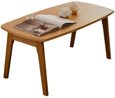 Vista 7 de Mesa de centro, moderna mesa de centro rectangular plegable de madera maciza escandinava para sala de estar, natural 31.5 pulgadas de largo x 19.5