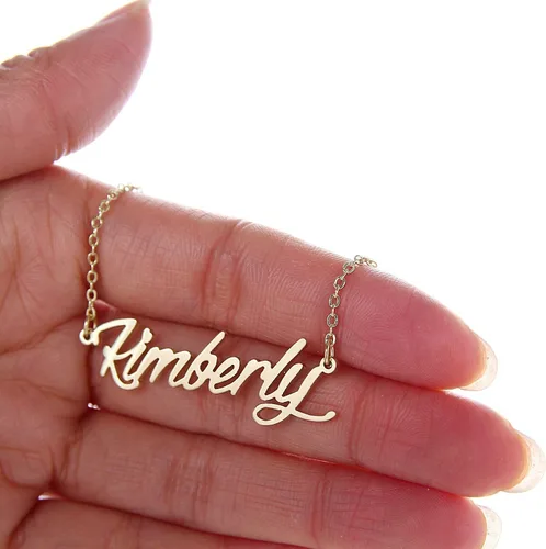 Vista 2 de HUAN XUN - Collar con nombre personalizado en plata dorada