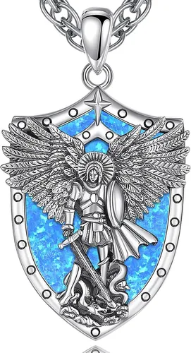 Vista 20 de Vito Collares de Santos de Plata de Ley 925 para Mujeres y Hombres, Colgante de San Miguel/Crucifijo/Caravaca/San Judas/Virgen María, Medalla