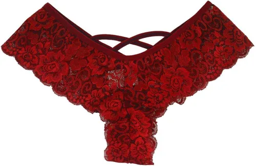 Vista 6 de No Show Tanga Ropa interior para mujer de encaje transpirable con espalda en T tanga de tiro bajo