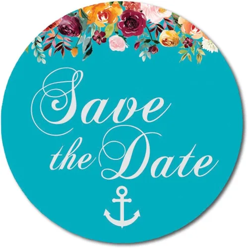 Vista 7 de Darling Souvenir 45 piezas amarillo redondo floral & Anchor Save the Date pegatinas DIY sobre Sellos - 1.6 pulgadas
