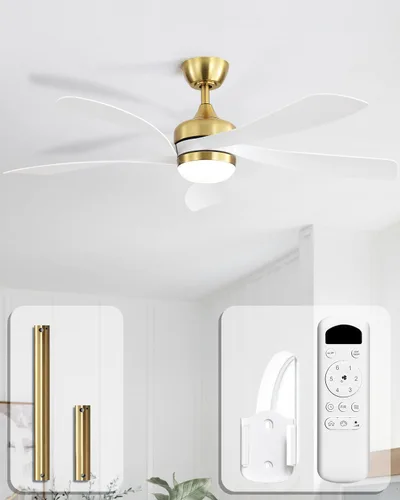 Vista 27 de Sofucor Ventilador de techo inteligente de 52", ventiladores de techo blancos para interiores/exteriores con luces y control remoto, funciona