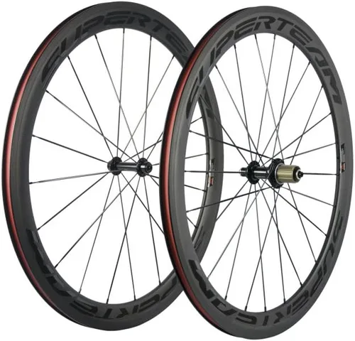 Vista 8 de Superteam - Juego de ruedas para bicicleta de ruta fibra de carbono, 700 C, 50mm ancho 23 terminado mate