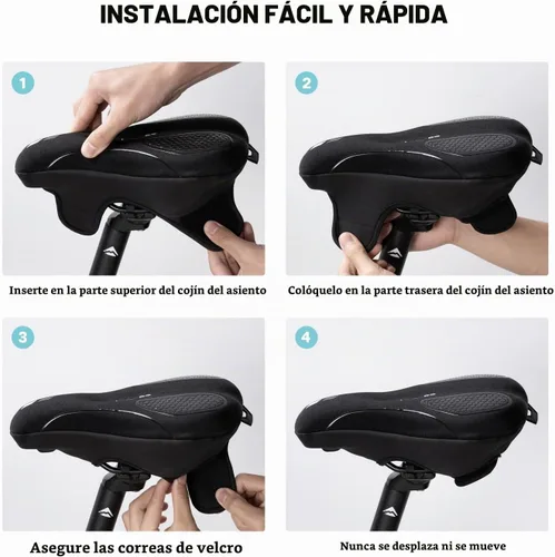 Vista 5 de YOUNGDO Cojín de asiento de bicicleta con funda impermeable, almohadilla de asiento de bicicleta de gel para sillín estrecho, absorción de golpes