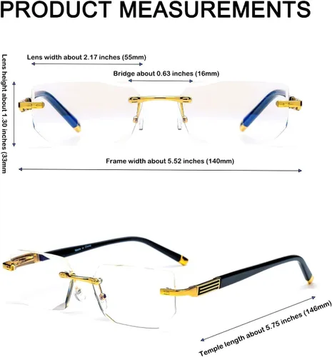 Vista 6 de HIGHLIKE Rimless Reading Glasses, Spring Hinge Readers, Diamond Cut Edge Design Blue Light Glasses