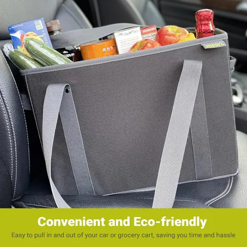 Vista 4 de meori Cesta de comestibles reutilizable plegable Bolsa de asas Picnic recados Compras Granito