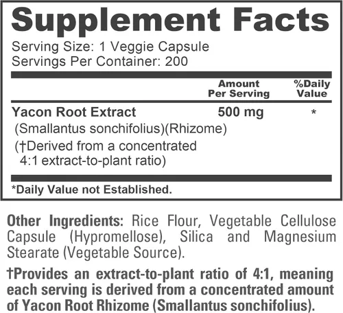 Vista 4 de NusaPure Extracto de raíz de yacón 2000 mg 200 cápsulas vegetarianas (extracto 4:1, sin OMG, sin gluten)