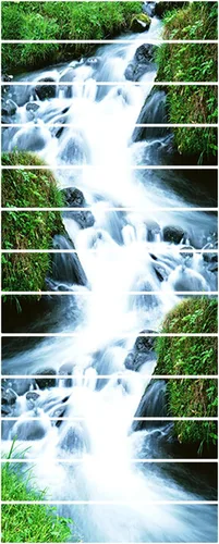 Vista 7 de Yuehuam Calcomanías de escalera de cascadas, 13 unidades, autoadhesivas 3D, elevadores de cascada, paisaje natural, para pared, vinilo impermeable