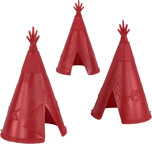 Vista 6 de BMC Classic Plains Indian Teepees - Juego de 3 piezas de plástico occidental marrón Accesorios