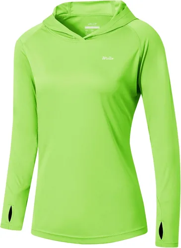 Vista 15 de Willit - Sudadera con capucha y protección solar FPU 50+ para mujer, camiseta de manga larga con FPS, ligera, para exteriores, senderismo, pesca