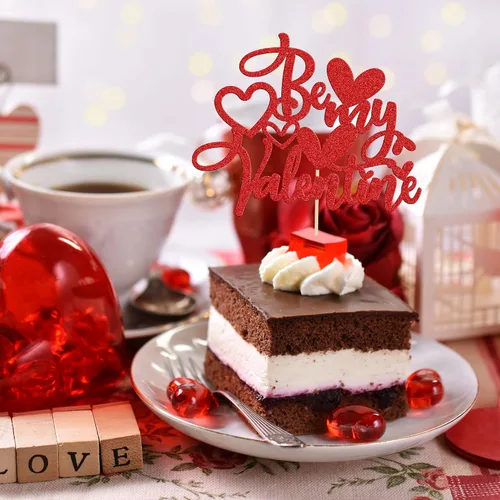 Vista 26 de Ephlyn 24 adornos para cupcakes con purpurina para el día de San Valentín, dulce amor, corazón, día de San Valentín, decoración para cupcakes