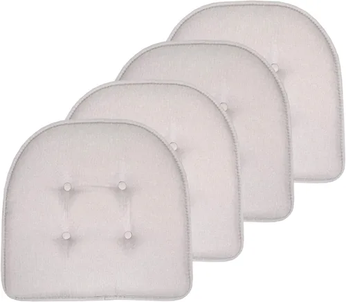 Vista 56 de Sweet Home Collection - Cojín de asiento de espuma viscoelástica y respaldo de caucho antideslizante con capitoné para silla, cojín en U, 17x16 Gris