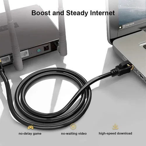 Vista 3 de Cable Ethernet Cat8 de 1 pie S/FTP para exteriores e interiores, red de Internet de alta velocidad 26AWG 40Gbps 2000Mhz RJ45, conector blindado