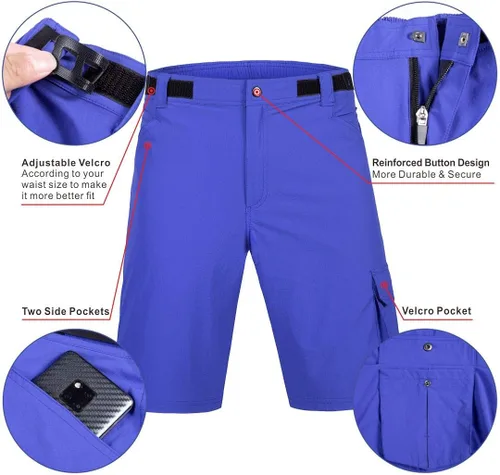 Vista 3 de Pantalones cortos de ciclismo de montaña para hombre, acolchados en 3D, pantalones cortos de ciclismo MTB ligeros y holgados