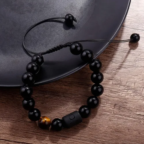 Vista 49 de SUMMER LOVE Father's Day Gifts Zodiac Bracelet for Men Women 10mm Natural Black Onyx Stone Star Sign Constellation Beaded Protection Bracelet