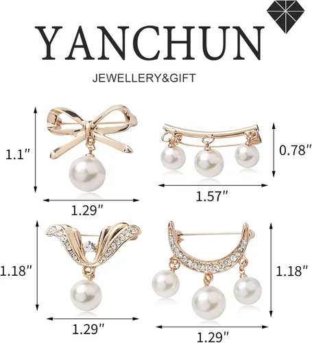 Vista 143 de 4 piezas de clip de anillo de bufanda para mujer, broche de perlas y flores, hebilla de metal para chal, accesorios de decoración para damas y niñas