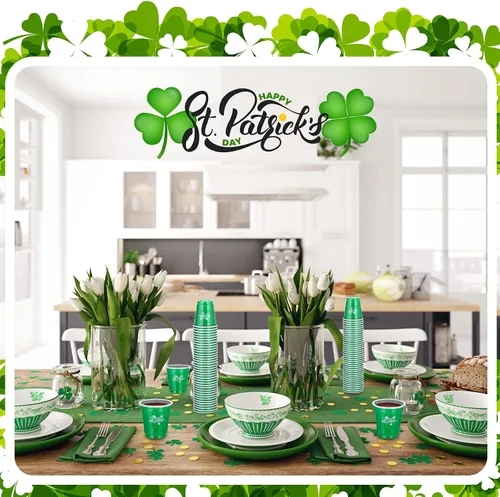 Vista 4 de Gerrii 100 vasos de chupito de 2 onzas para el día de San Patricio, desechables de plástico, regalos de fiesta de San Patricio para cumpleaños