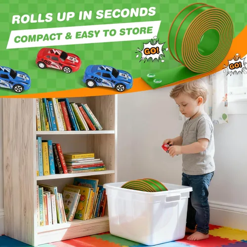 Vista 6 de TAEMVV Pista de carreras flexible para niños, juego de pistas de doble