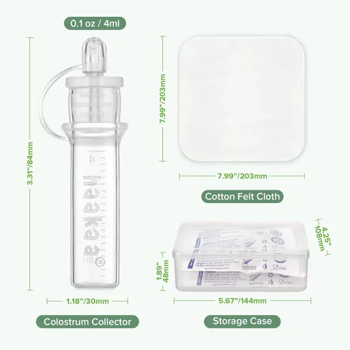 Vista 8 de Kit de colector de calostro haakaa, colector de leche materna con paño de algodón, toallitas y estuche de almacenamiento, listo para usar