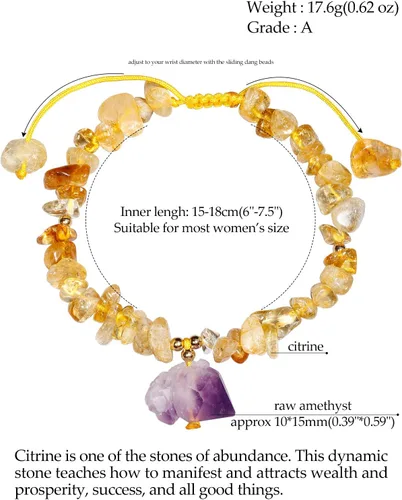 Vista 3 de Jewever Chip Reiki - Pulsera de cristal de cuarzo rosa con amatista cruda para mujer, cristales curativos y piedras preciosas para yoga, meditación