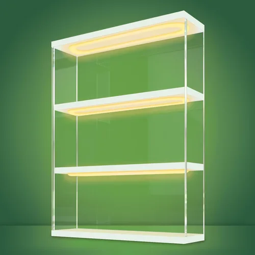 Vista 12 de NONEMEY Caja de exhibición de acrílico transparente con base de madera de 2 niveles, 3 niveles, 12/24 compartimentos, caja de almacenamiento