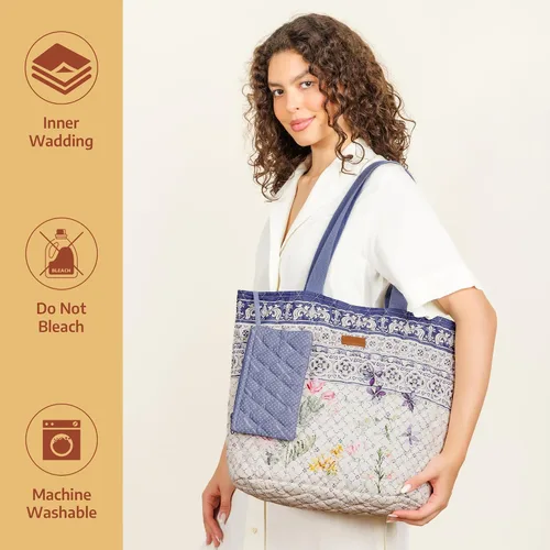 Vista 7 de Bolsas de compras Maison d' Hermine Bolsa de lona acolchada con bolsillos con cremallera Bolso pequeño reutilizable Bolsa de comestibles