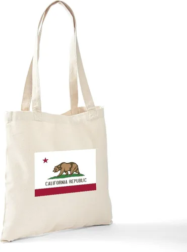Vista 7 de CafePress Bolsa de asas de lona natural de California, bolsa de compras de tela, Caqui