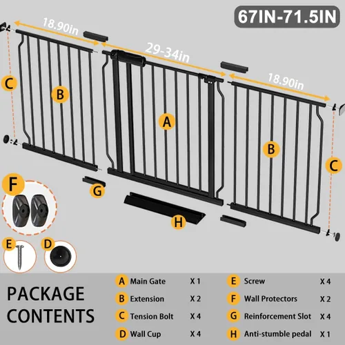 Vista 20 de Fairy Baby Puerta de seguridad para bebés Extensión de 12 cm para puerta de seguridad para bebés con cierre automático Puerta de seguridad