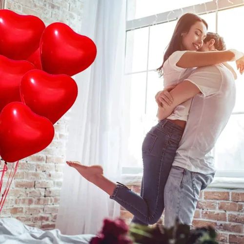 Vista 6 de 50 globos de corazón de amor de 10 pulgadas, globos de corazón de látex rojo para el día de San Valentín, boda, aniversario, compromiso, cumpleaños