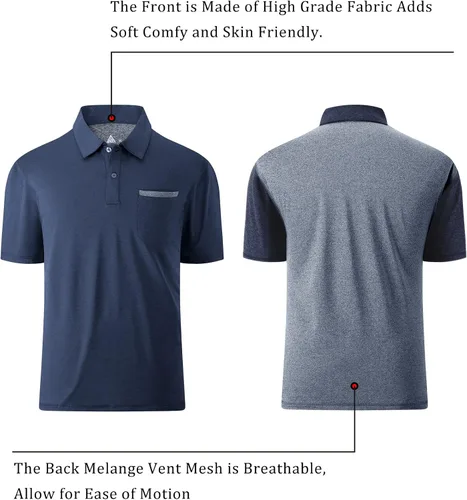 Vista 57 de V VALANCH Polo de golf de manga corta para hombre, estilo casual, con cuello que absorbe la humedad