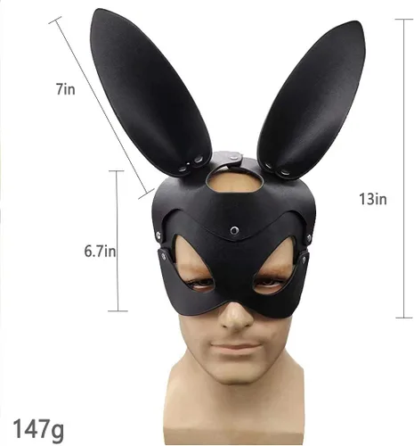 Vista 6 de Máscara de cuero para mujer, disfraz de gato de conejo, zorro, máscara de medio rostro de animal, cosplay, fiesta de Halloween, mujeres y mujeres