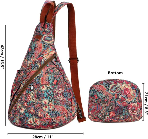 Vista 2 de Baosha Bolso bandolera colorido para mujer, mochila cruzada para el hombro, casual, viajes, senderismo, XB-10