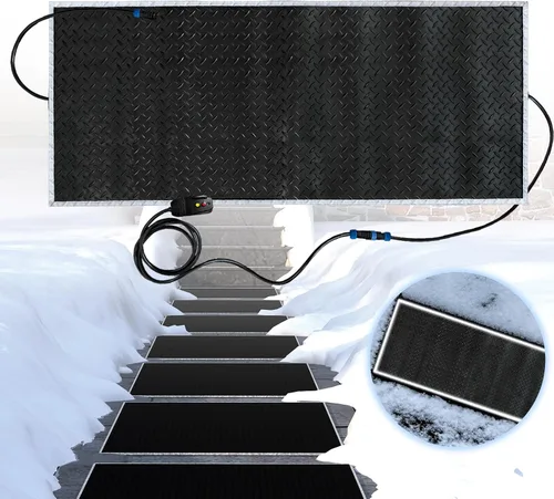 Vista 7 de Alfombrillas térmicas para derretir nieve al aire libre, alfombrilla de goma térmica antideslizante de 10" x 30" para hielo, velocidad