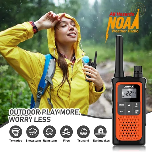 Vista 4 de Walkie Talkies recargables de largo alcance, paquete de 4 Walkie Talkies para adultos NOAA con alerta meteorológica, radio de 2 vías de 22 canales